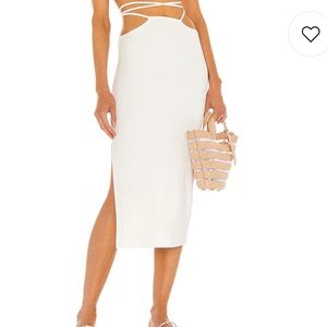 Cutout Midi Skirt in Off White